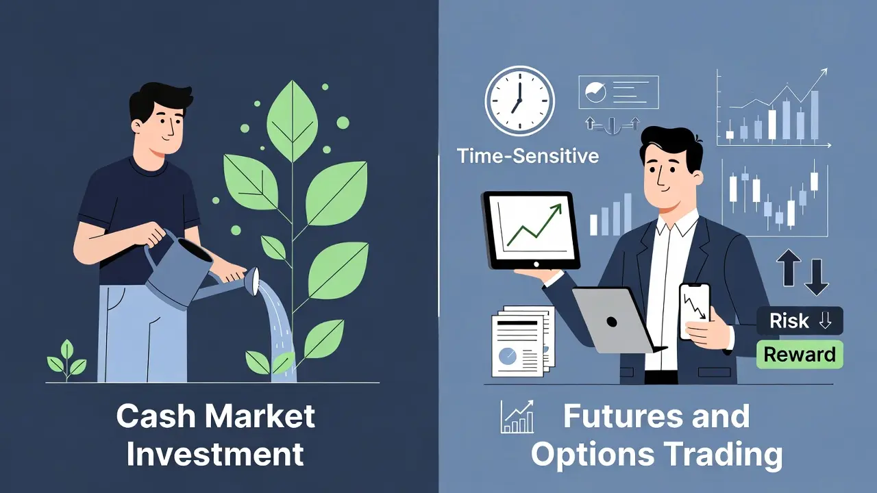 Cash Market vs Futures and Options Concept