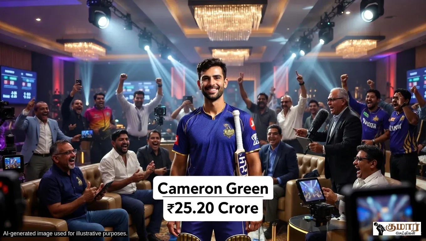 கேமரூன் கிரீன் ₹25.20 கோடிக்கு KKR அணியில் – ஐபிஎல் வரலாற்றில் புதிய சாதனை.